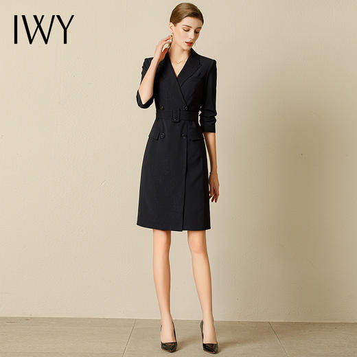 IWY/新款时尚高端职业装连衣裙设计感收腰裙气质主持人商务宴会礼服231028Q1 商品图4