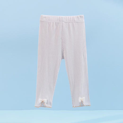 贝贝怡女童打底裤夏季薄款儿童外穿女孩韩版洋气蝴蝶结宝宝七分裤 商品图8