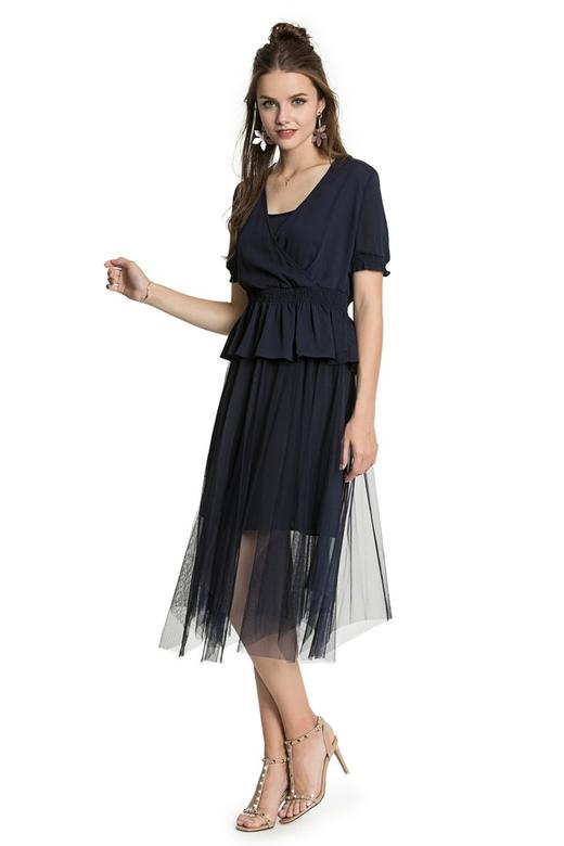 J+C 深蓝束腰连衣纱裙 3266 商品图4