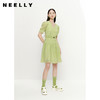 NEELLY纳俪商场同款V领连衣裙女中长款泡泡袖收腰系带A字裙轻薄夏N23051Y01123 商品缩略图1