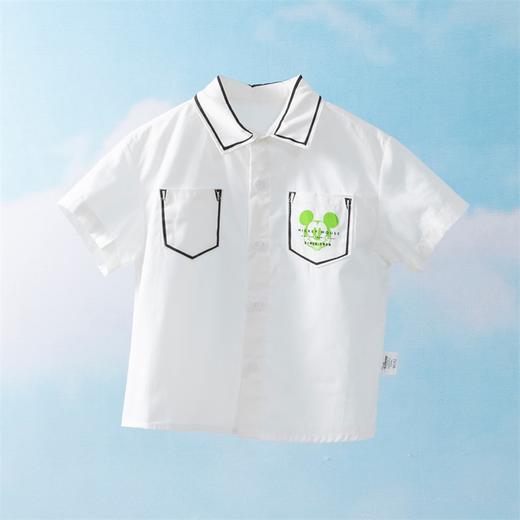 【商场同款】迪士尼童装 男童帅气学院风米奇短袖夏季新款时尚白衬衫 商品图3