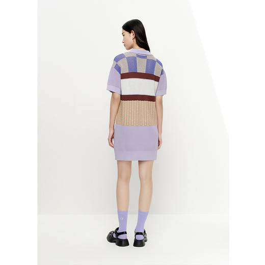 NEELLY纳俪商场同款拼色字母polo领针织连衣裙女夏季短袖薄款裙子N23052Y01158 商品图3