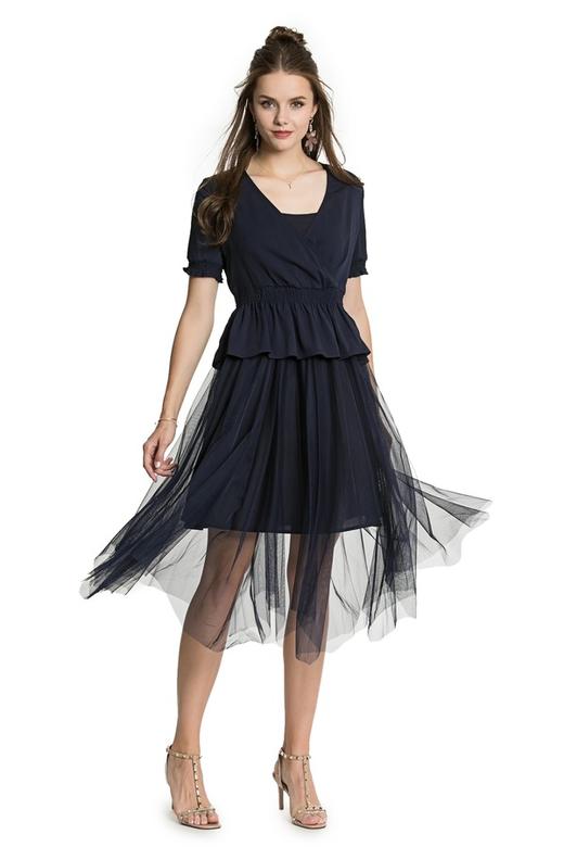 J+C 深蓝束腰连衣纱裙 3266 商品图0