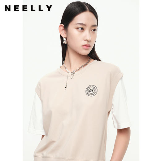 NEELLY纳俪商场同款假两件短袖半身裙运动休闲套装女夏季减龄显瘦 商品图2