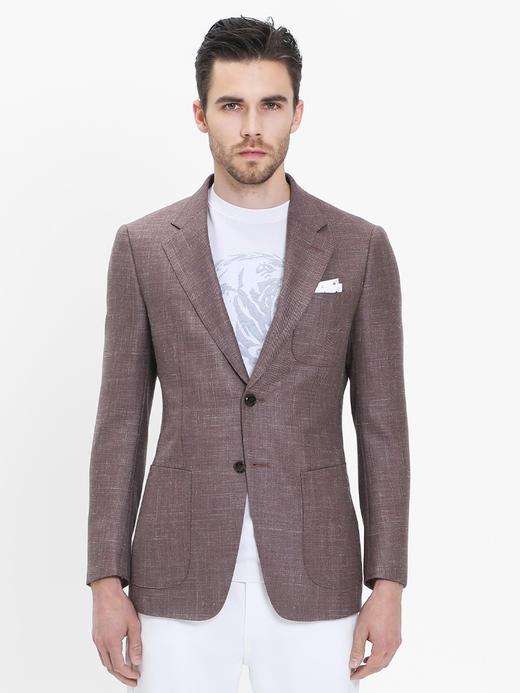 callisto咖红色丝毛麻混纺单西 ARFJK006C 商品图1