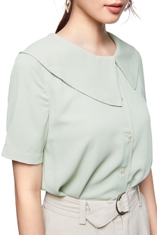 OSA欧莎 豆沙绿翻领雪纺衫 9181 商品图3