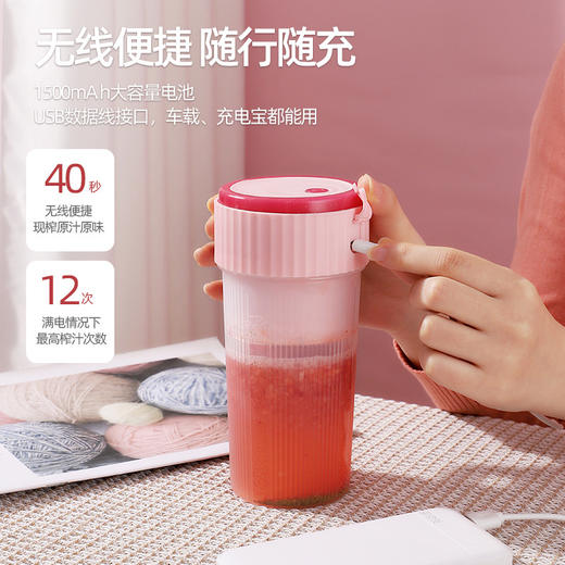 2023新款USB充电迷你家用水果榨汁杯6刀片便携式电动水果汁搅拌杯 商品图2