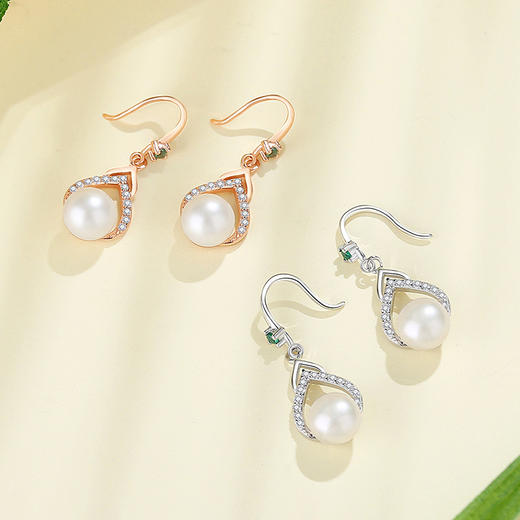 【柔羽珍珠】S925银水滴珍珠耳饰【JHY-E000500B】 商品图1