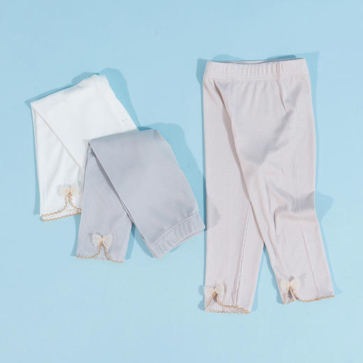 贝贝怡女童打底裤夏季薄款儿童外穿女孩韩版洋气蝴蝶结宝宝七分裤 商品图1
