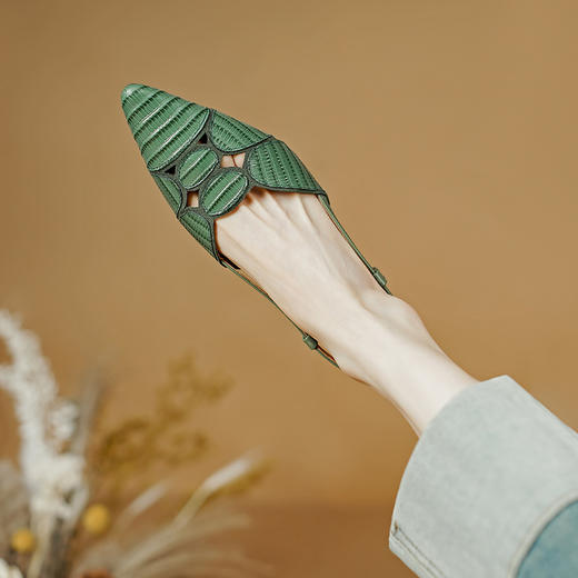 舒适百搭，里外全头层皮复古鳗鱼纹包头拖鞋PS1338 商品图4