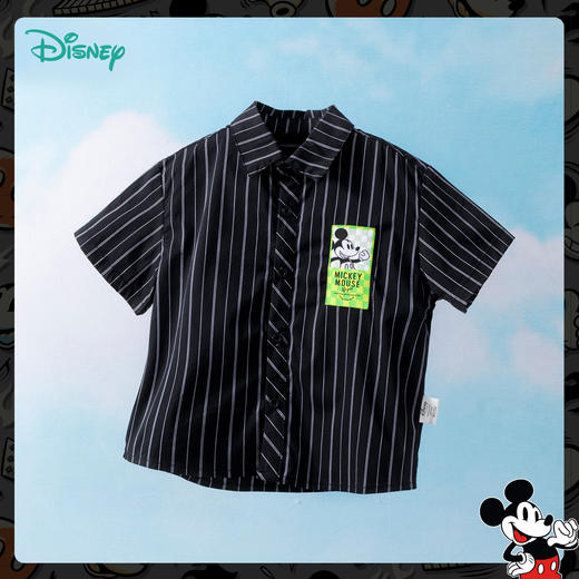 迪士尼童装 米奇宽松短袖夏季新款学院风衬衫男童翻领帅气上衣 商品图4