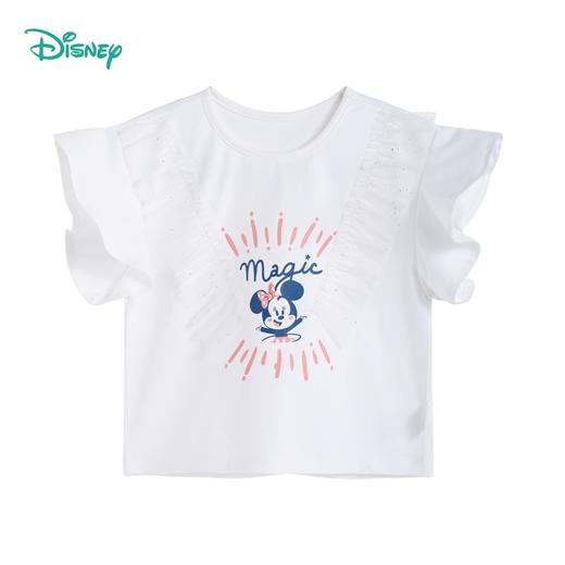 迪士尼童装 米妮针织短袖上衣夏季新款女童网纱拼接T恤 商品图6