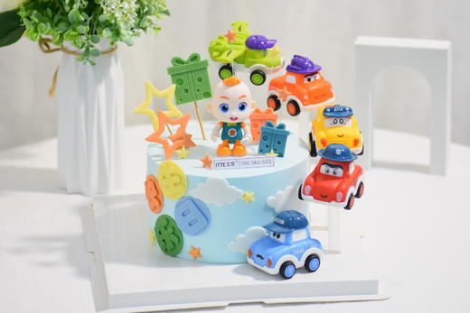 【超级宝贝jojo】动物奶油、新鲜水果布丁夹心、原味戚风蛋糕胚！小朋友喜欢的，超级宝贝jojo主题蛋糕~ 商品图0