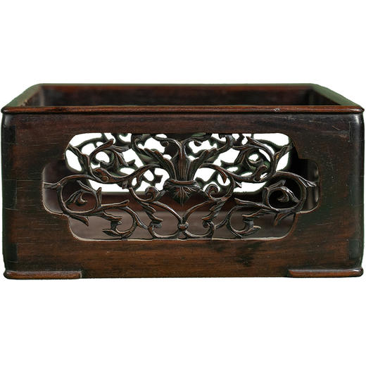 清 红木透雕卷草纹方形呈盘 商品图5