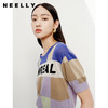 NEELLY纳俪商场同款拼色字母针织衫女夏季短袖薄款套头衫短款上衣N23052A01142 商品缩略图2