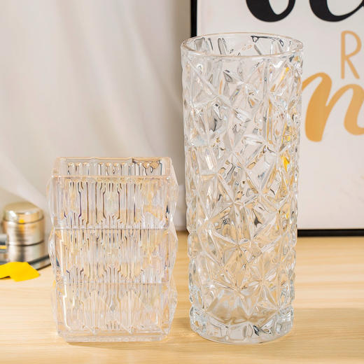 创意几盒 水晶玻璃花瓶 卢梭瓶捷克水晶 透明圆瓶/镭射方瓶 商品图9