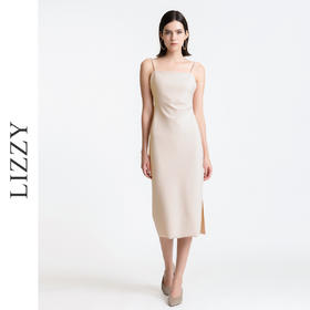LIZZY 优雅气质名媛风修身显瘦开叉吊带裙打底单穿连衣裙7800