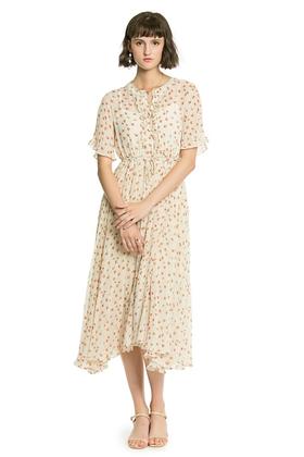 AVA 碎花半透束腰连衣裙 3130