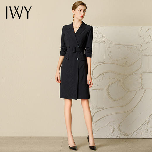 IWY/新款时尚高端职业装连衣裙设计感收腰裙气质主持人商务宴会礼服231028Q1 商品图3