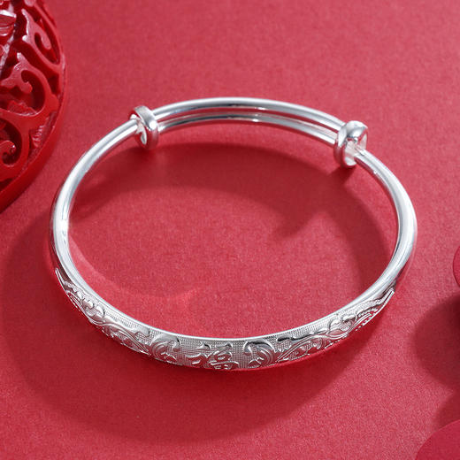 子佩集S999银【福寿绵绵】手镯【ZCF046Y】推拉2304 商品图3