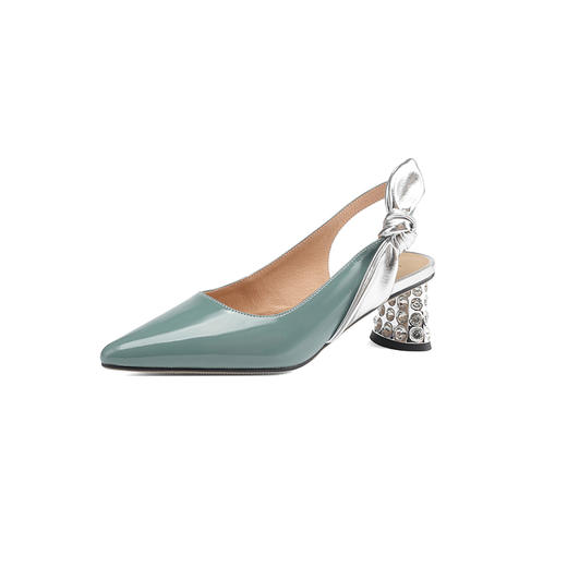 夏季新款，撞色真皮粗跟水钻包头凉鞋LD-6337 商品图14