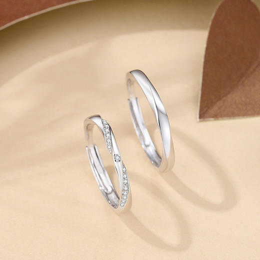 【莫比乌斯】】S925银波纹情侣对戒戒指【JHY-C000125B】 商品图3