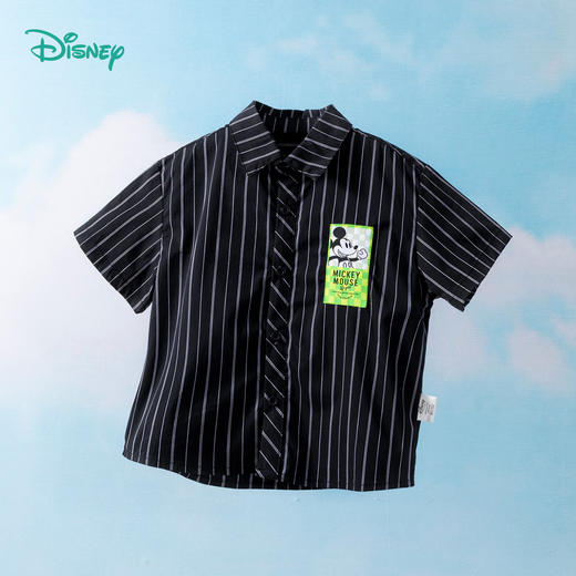 迪士尼童装 米奇宽松短袖夏季新款学院风衬衫男童翻领帅气上衣 商品图8