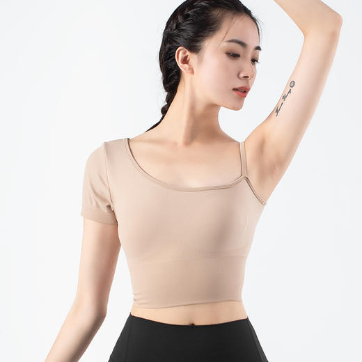 跃牌【化蝶双飞】系列裸感美背无缝斜领露肩瑜伽服MS1056（可拆胸垫） 商品图6