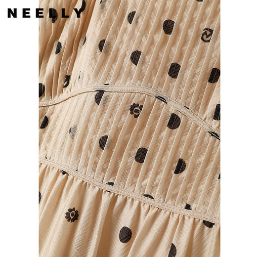 NEELLY纳俪商场同款夏季复古波点吊带连衣裙女中长款A字裙大摆裙N23051Y01119 商品图2