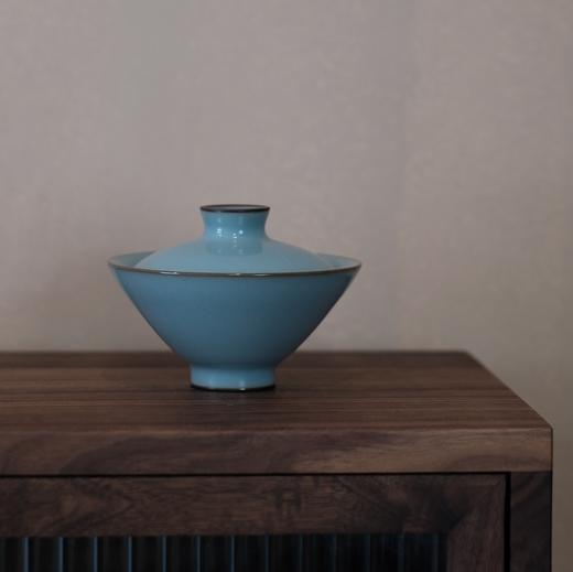 【仿南宋官窑】粉青釉盖碗  元宝盖碗  马蹄盖碗  斗笠盖碗  如意盖碗  紫口铁足 自然开片 景德镇制 商品图5