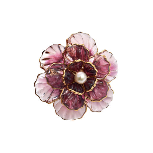 北京仓｜Gripoix Paris-Sea Life Shell-粉紫色花朵 琉璃 琉璃珍珠 胸针［法国设计师］ 商品图1