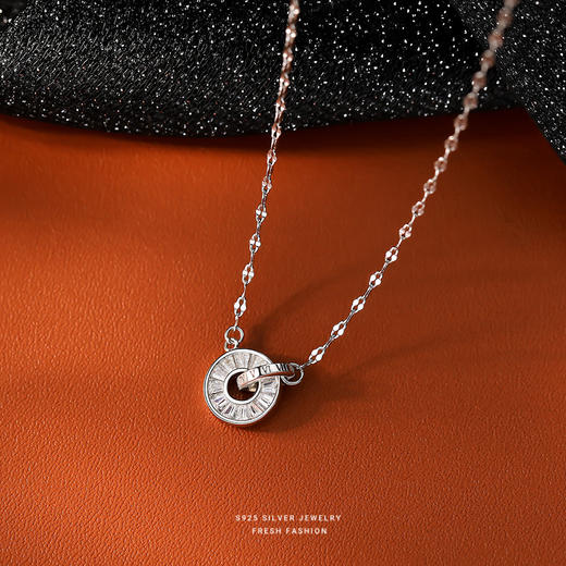 【昔梦】S925银罗马数字圆环相扣项链【YXS-A2894】 商品图2