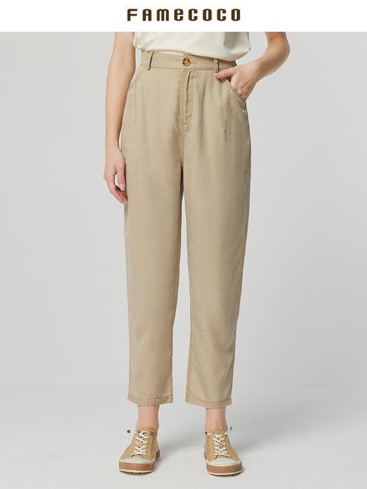 famecoco范可儿莱赛尔天丝裤垂感高级感新款夏季宽松休闲裤女FAB3GA009 商品图1