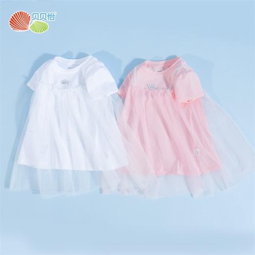 贝贝怡童装夏装新款女童连衣裙女孩网纱公主风短袖裙子女宝宝长裙 商品图9