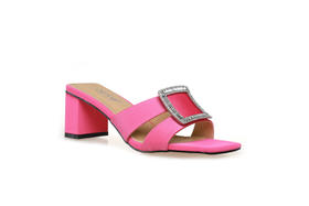 豪麟名鞋奥莱迪嘉女鞋真丝牛皮革凉拖DJELA31WL033玫红色  原价1960元