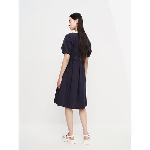 NEELLY纳俪商场同款圆领连衣裙女中长款松紧收腰简约A字大摆裙夏N23043Y01095 商品图3