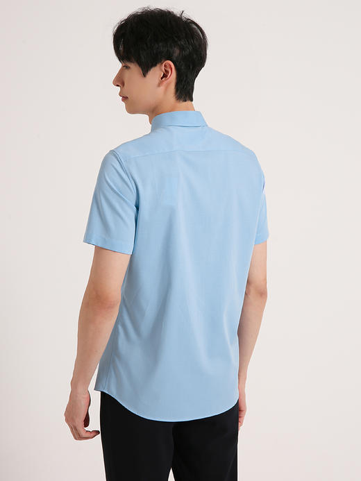 callisto蓝色桑蚕丝混纺短袖衬衫 SSSTS013C 商品图2