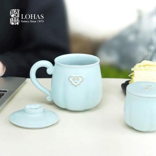 陆宝泡茶杯祥云如意陶瓷杯带盖办公室喝茶杯送礼佳品 如意成双泡茶杯//茶叶罐 商品图2