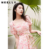 NEELLY纳俪夏季法式碎花连衣裙女收腰泡泡袖打缆显瘦A字裙茶歇裙N23044Y05518 商品缩略图3