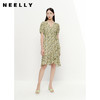 NEELLY纳俪商场同款V领泡泡袖碎花连衣裙女系带收腰不规则A字裙N23051Y01125 商品缩略图0