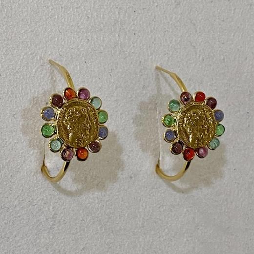订购6个月到｜Gripoix Paris-Summer in Greece-琉璃 金币 耳环［法国设计师］ 商品图0
