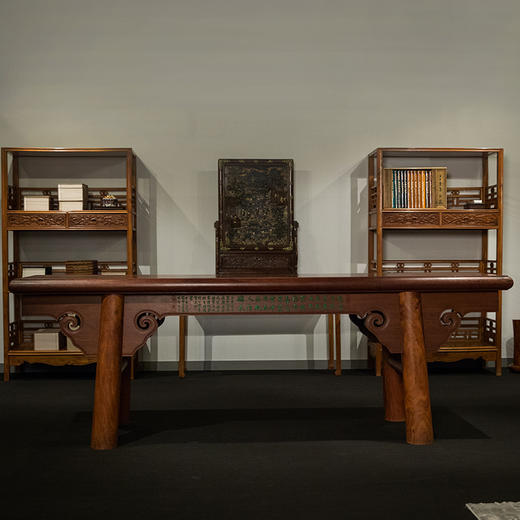 王世襄题铭 花梨木活拆一块玉云纹大案 商品图0