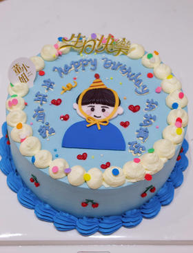 蓝色男孩翻糖手绘款