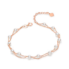 MEMORA诗普琳恋珠系列18k金手链女款玫瑰金淡水珍珠手链个性百搭礼物ZB202101