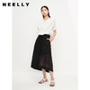 NEELLY纳俪商场同款夏季新款黑色半身裙女不规则裙摆中长款A字裙N23043E01099 商品缩略图1