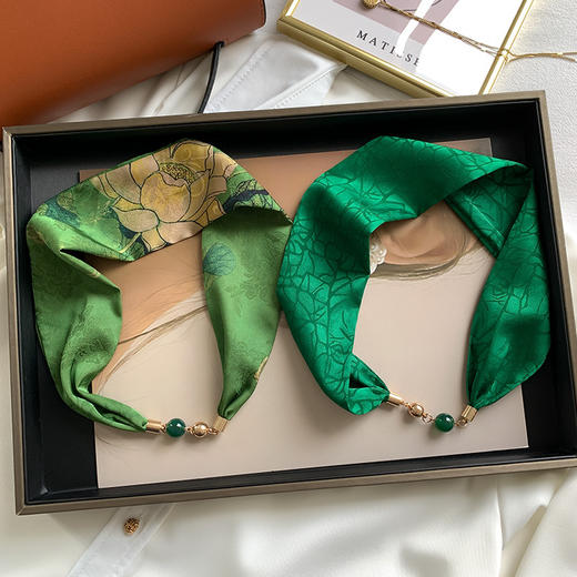 XSJ702 2023新款国风磁吸扣懒人小丝巾女时尚百搭护颈锁骨装饰项链配衬衫 商品图2