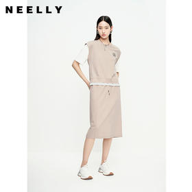 NEELLY纳俪商场同款假两件短袖半身裙运动休闲套装女夏季减龄显瘦