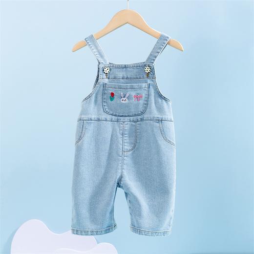 贝贝怡童装女童休闲牛仔背带裤夏季新款女宝宝兔子绣花连体裤洋气 商品图10