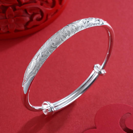 子佩集S999银【福寿绵绵】手镯【ZCF046Y】推拉2304 商品图5