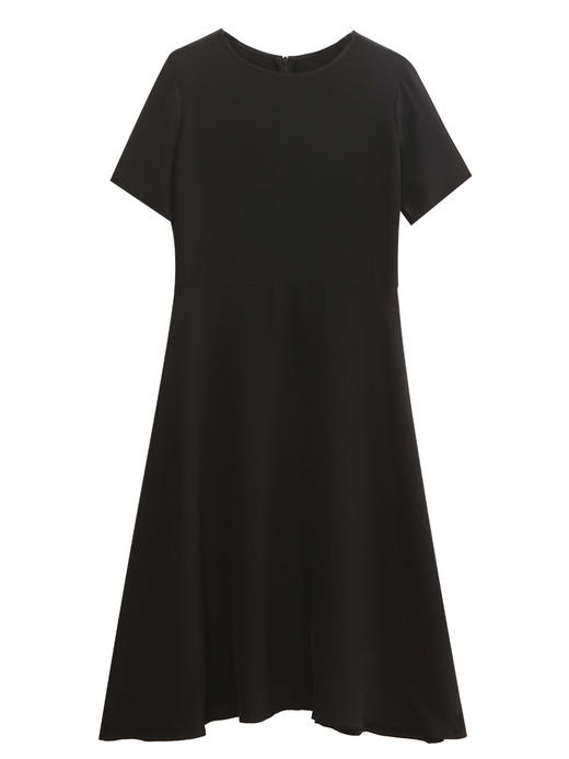 玳莎重磅真丝连衣裙2023年夏季新款短袖修身收腰黑色圆领显瘦裙子  DB35109 商品图4